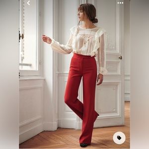 Sezane Red Trousers (Style: Pantalon Henri) — New Without Tags, Size 6 (US)